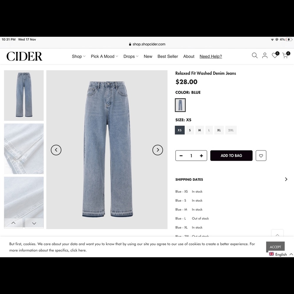Relaxed Fit Washed Denim Jeans